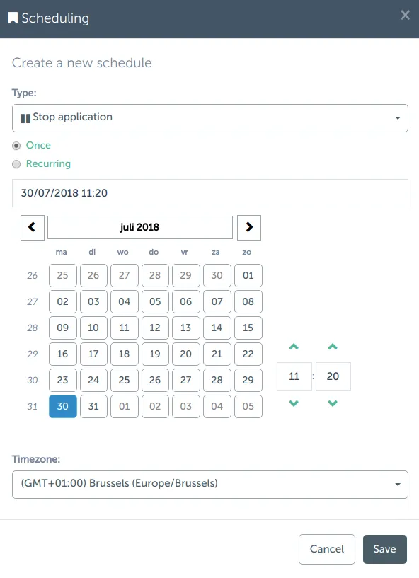 Schedule modal